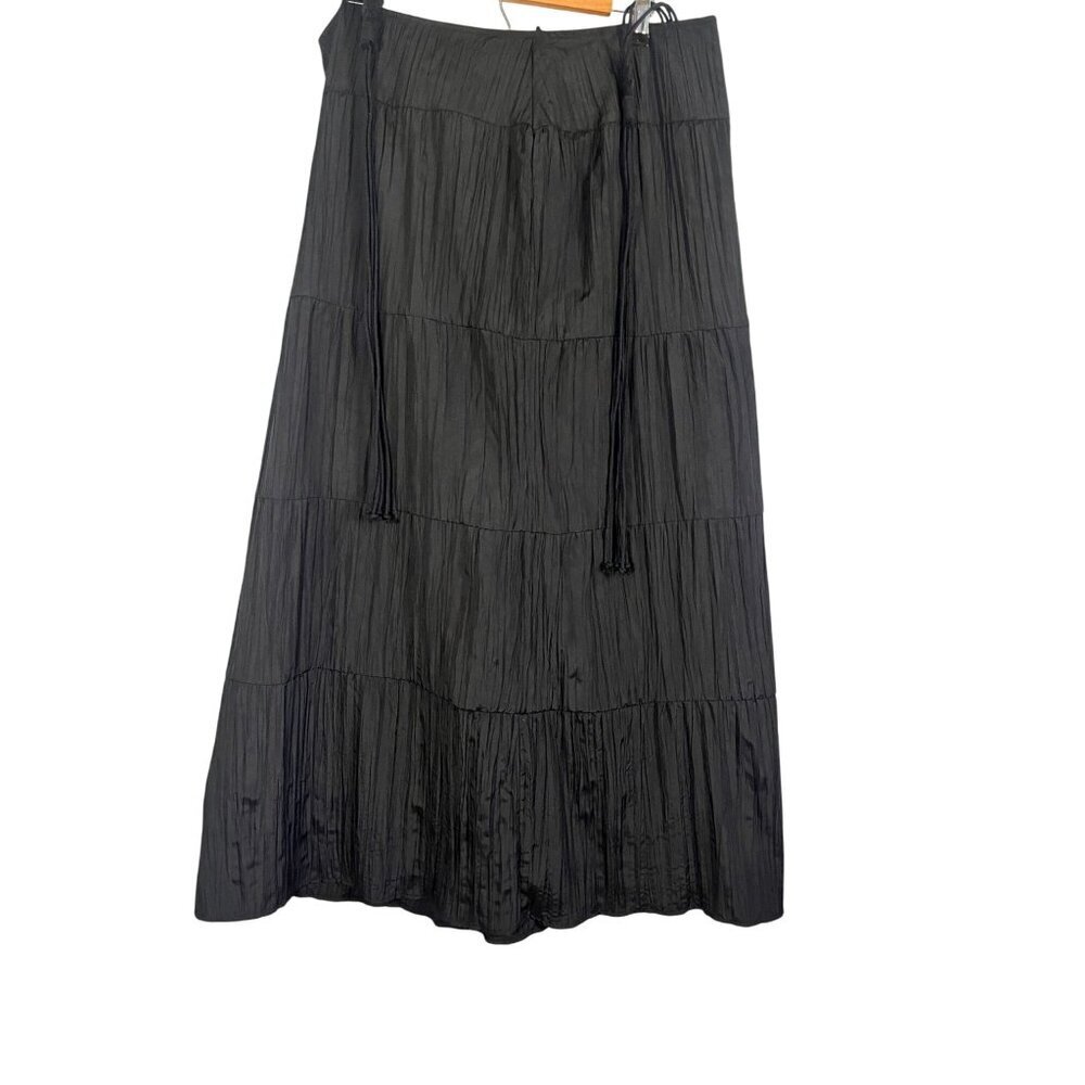 Retro Tiered Maxi Dress Black 14 Neutral Boho Western Classic Chic Indie Folk